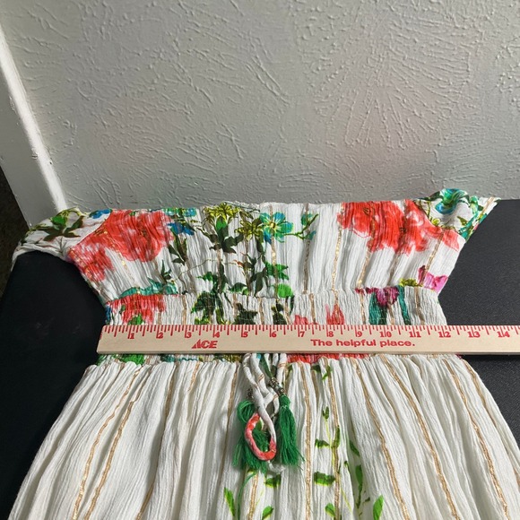 ME 2 Magic Maxi Dress Sz S Romantic Anthropologie White Gold‎ Floral Gypsy Boho - Picture 12 of 14